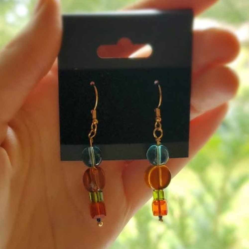 Dazzling Art-Museum Inspired Earrings. Handmade. Gold-Plated Hooks
